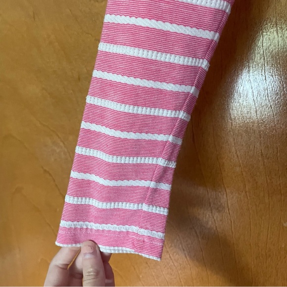 Sail to Sable Jetting to Jetties Pink Striped Knit 3/4 Sleeve Mini Dress Preppy - Picture 4 of 8